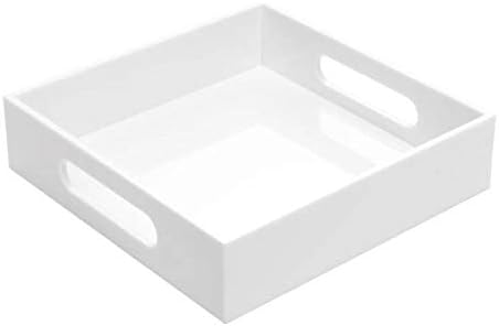 Kitchen Gadgets & Toys - White Sturdy Acrylic Tray with Handles-8x8