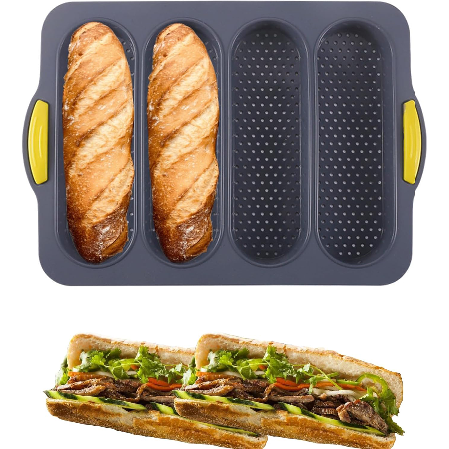 Kitchen Gadgets Worth Buying - 4-cavity Silicone Bread Loaf Pan Hamburger