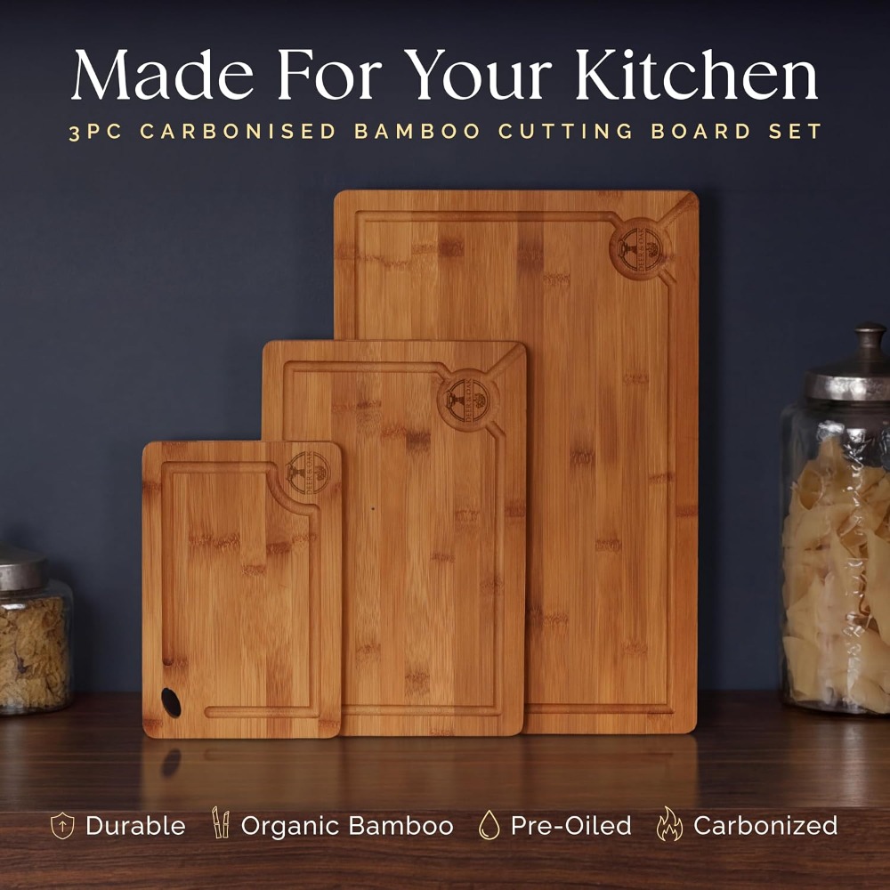 Pre-Oiled Non Toxic 3-Piece Ca - Bamboo Cutting Board reseña y precio
