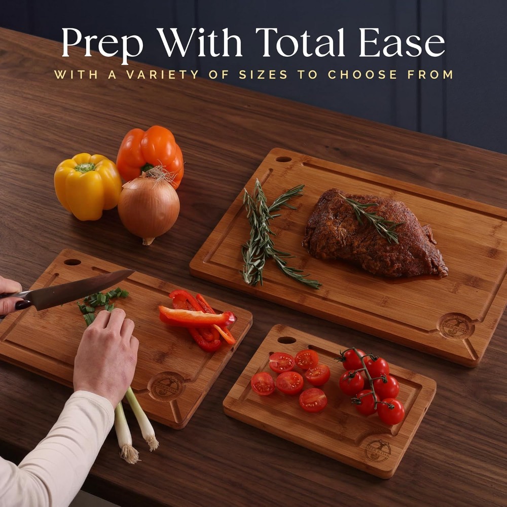 Pre-Oiled Non Toxic 3-Piece Ca - Bamboo Cutting Board reseña y precio