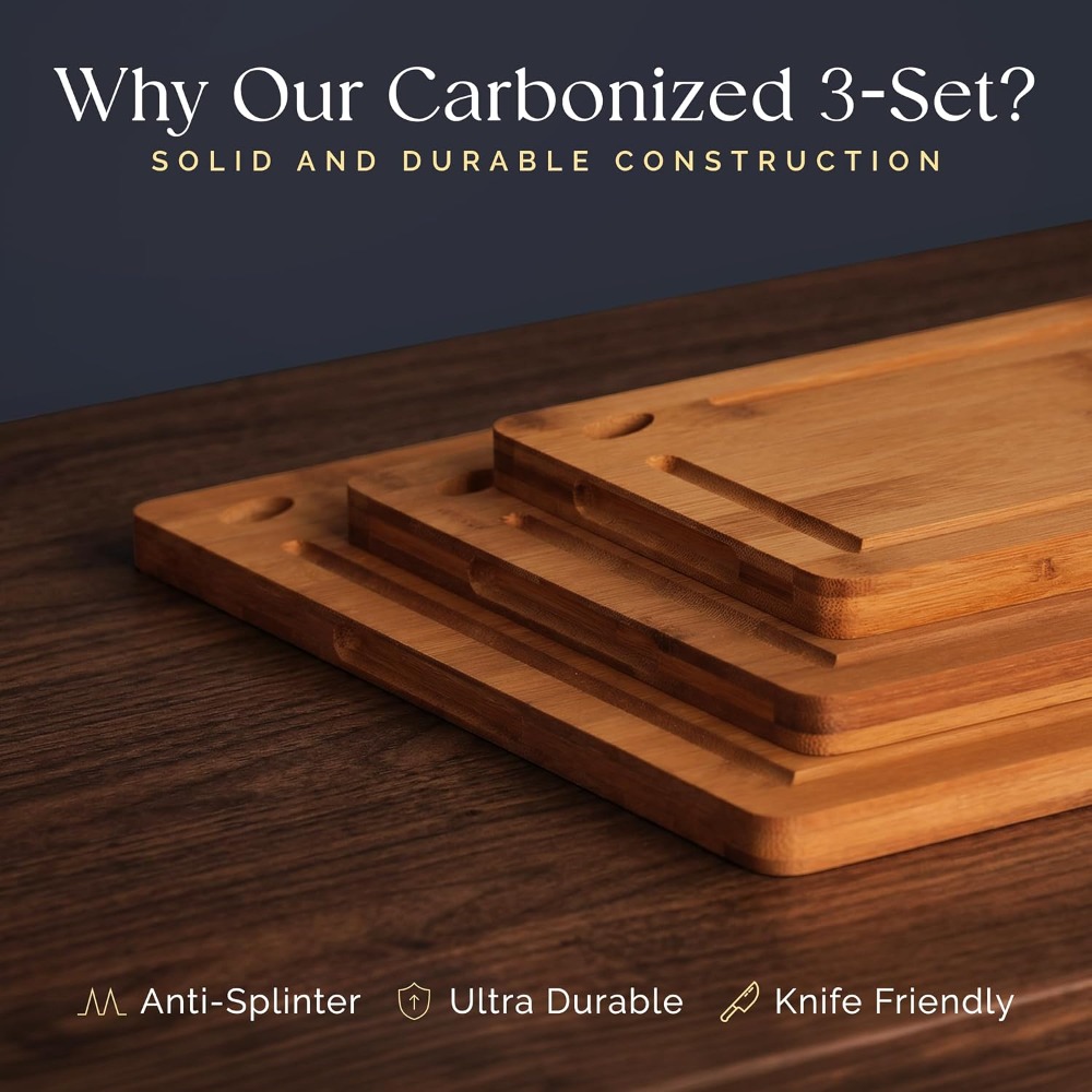 Pre-Oiled Non Toxic 3-Piece Ca - Bamboo Cutting Board reseña y precio