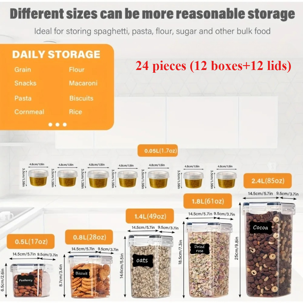 24Pcs Food Storage Containers  - Kitchen Gadgets Worth Buying reseña y precio