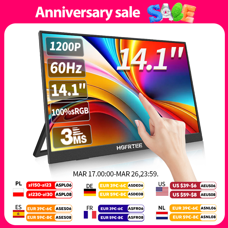 HGFRTEE 14.1inch Portable Moni - Kitchen Gadgets Videos reseña y precio