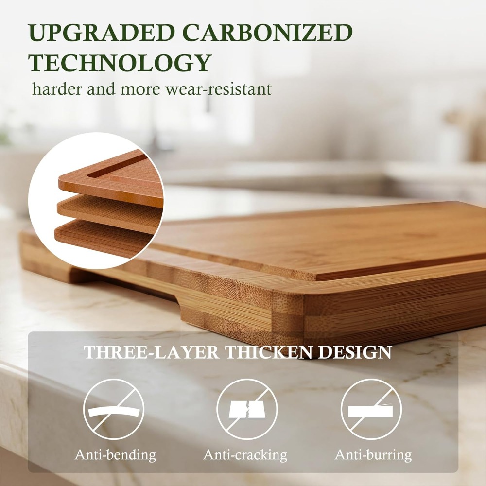 3-Piece Extra Thick Bamboo Cut - Bamboo Cutting Board reseña y precio