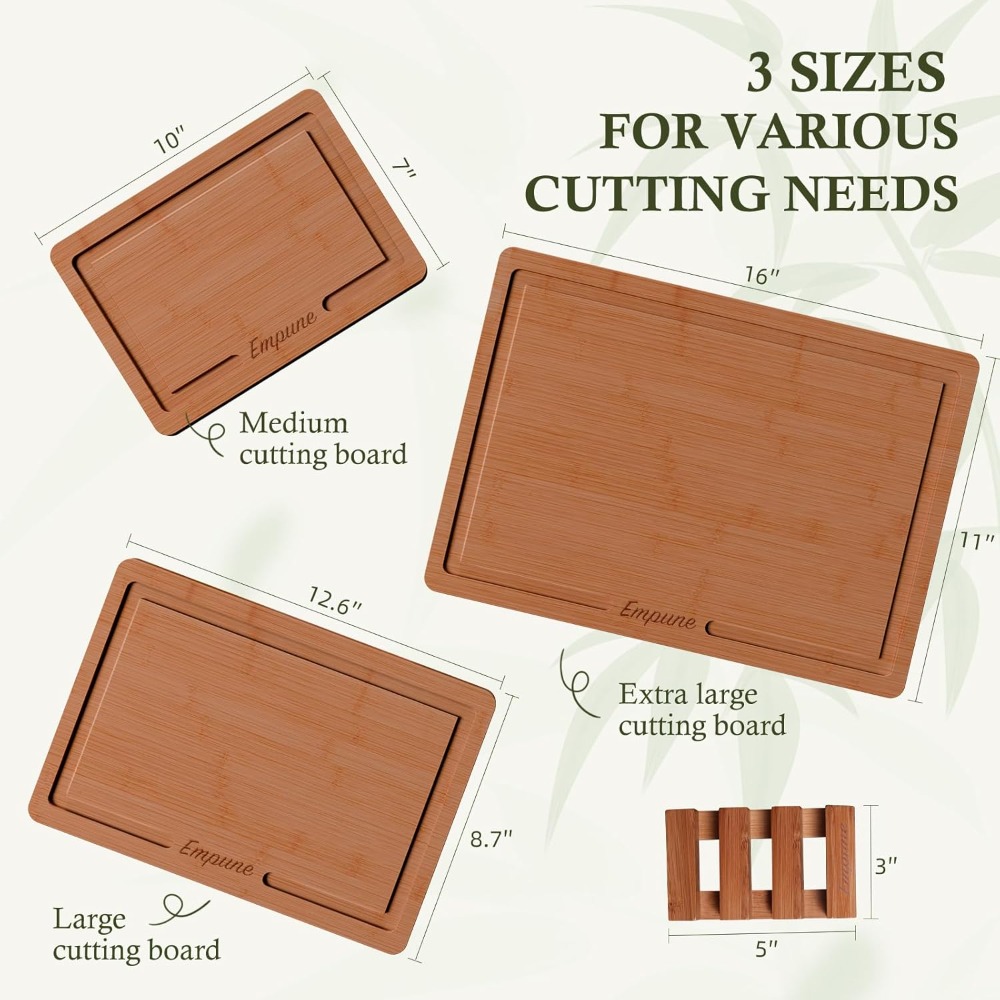 3-Piece Extra Thick Bamboo Cut - Bamboo Cutting Board reseña y precio